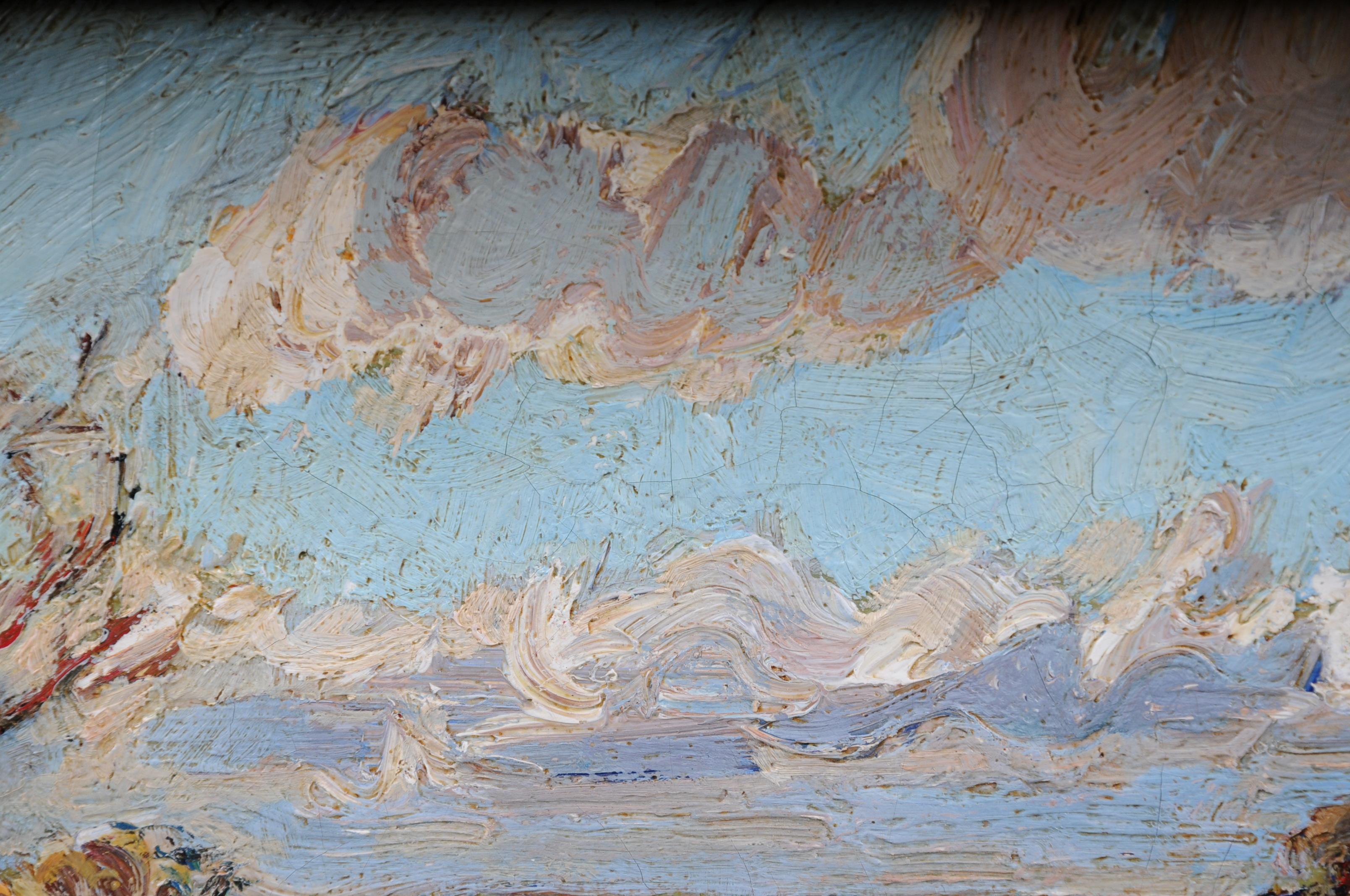 Peinture à l'huile impressionniste d'un paysage d'automne Idyllique signée, 20e siècle en vente 7