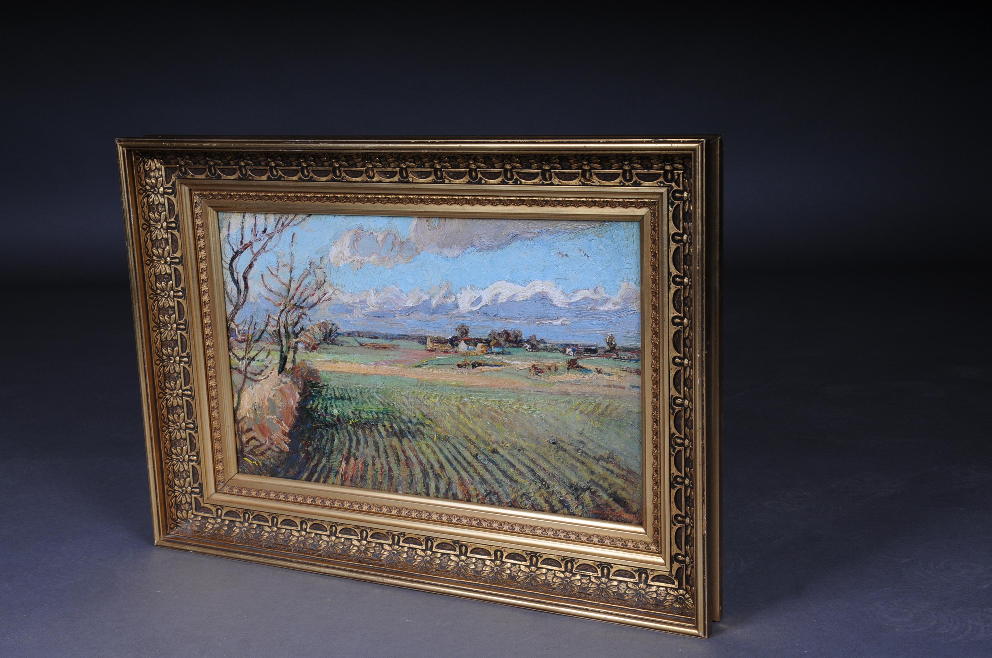 Impressionistic Oil Painting Idyllic Autumn Landscape Signed, 20th Century For Sale 10