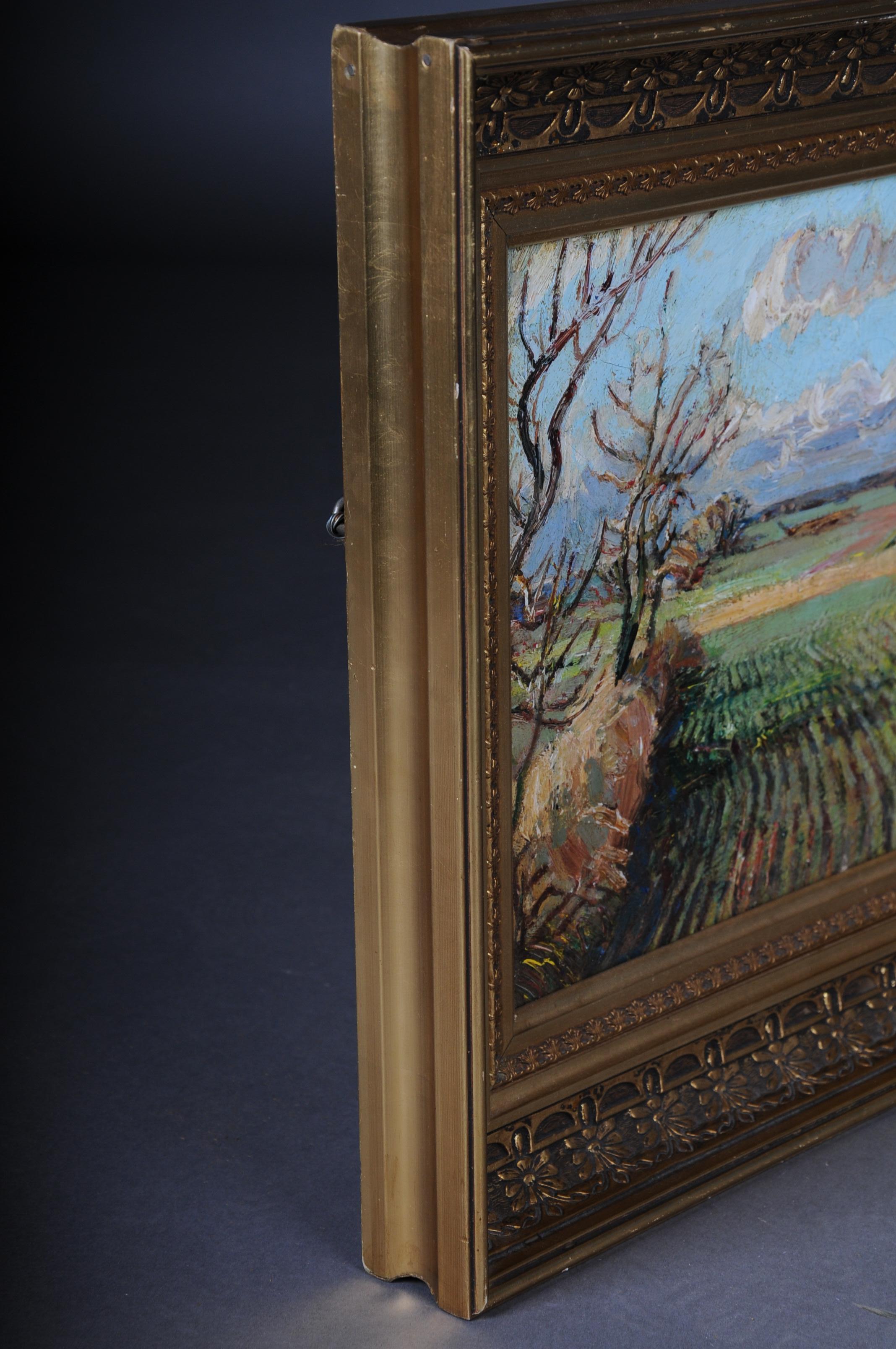 Peinture à l'huile impressionniste d'un paysage d'automne Idyllique signée, 20e siècle en vente 11