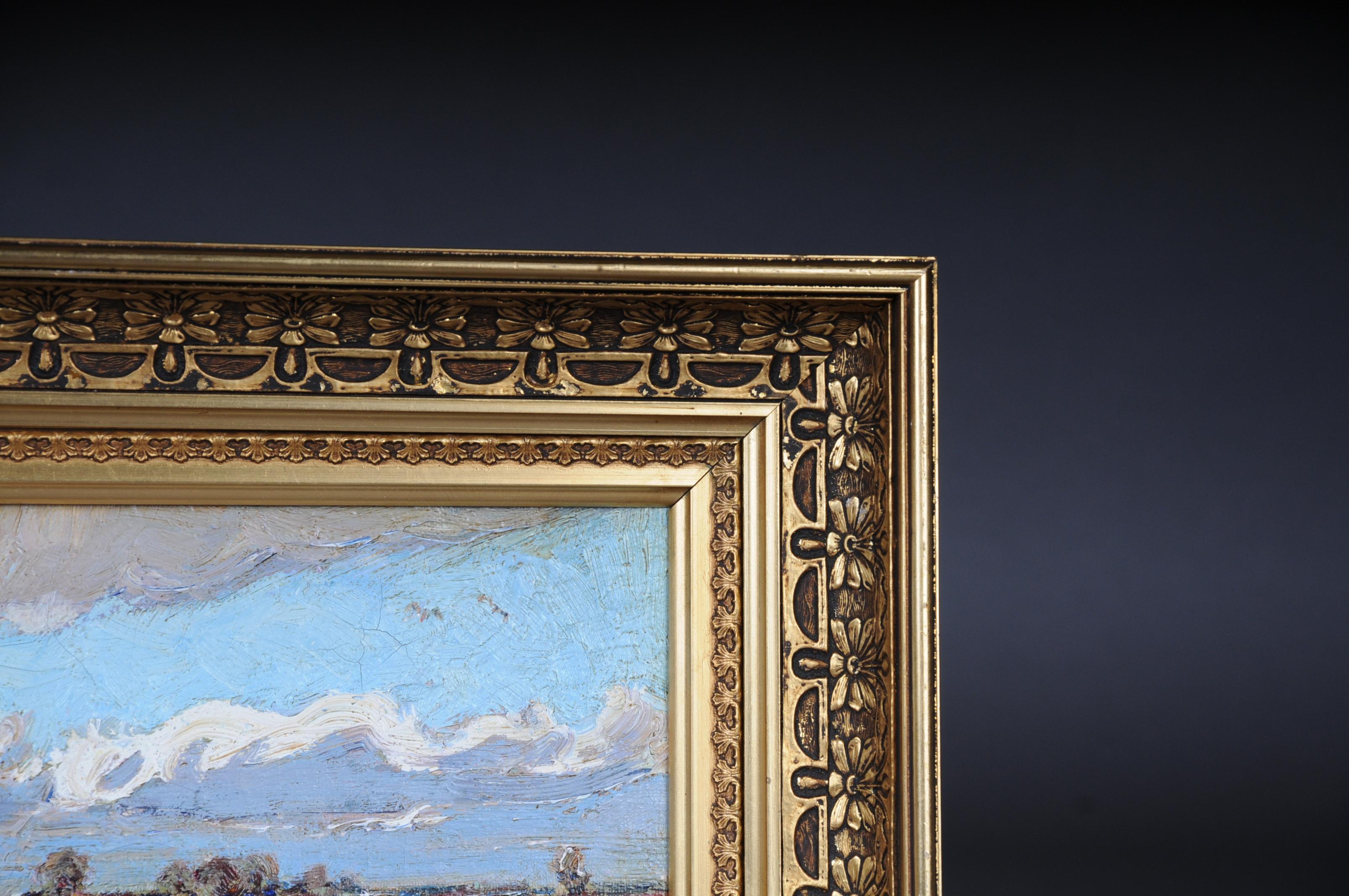 Allemand Peinture à l'huile impressionniste d'un paysage d'automne Idyllique signée, 20e siècle en vente
