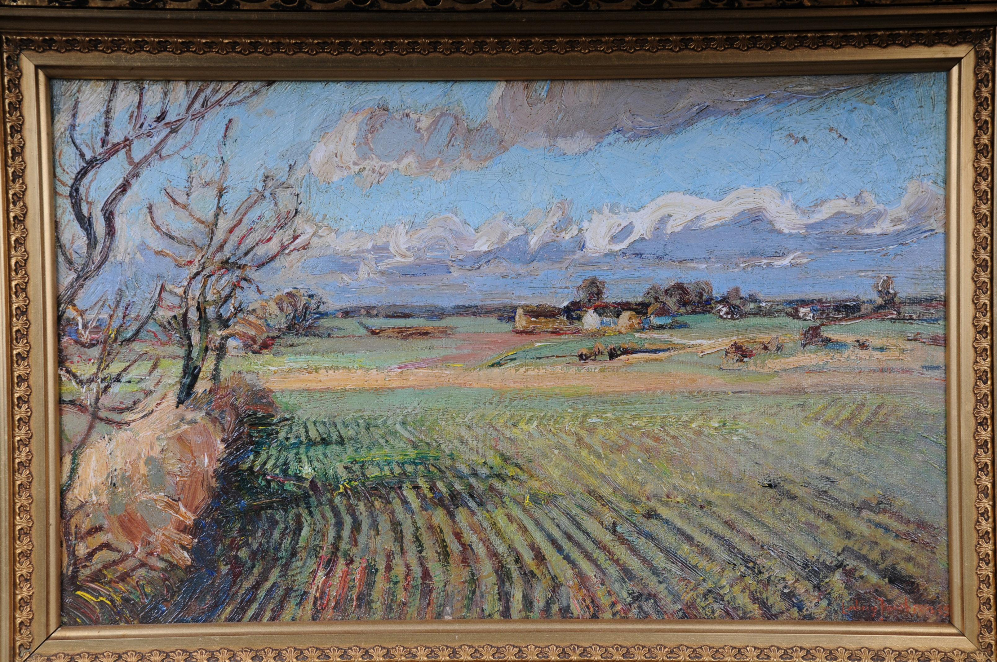 20ième siècle Peinture à l'huile impressionniste d'un paysage d'automne Idyllique signée, 20e siècle en vente