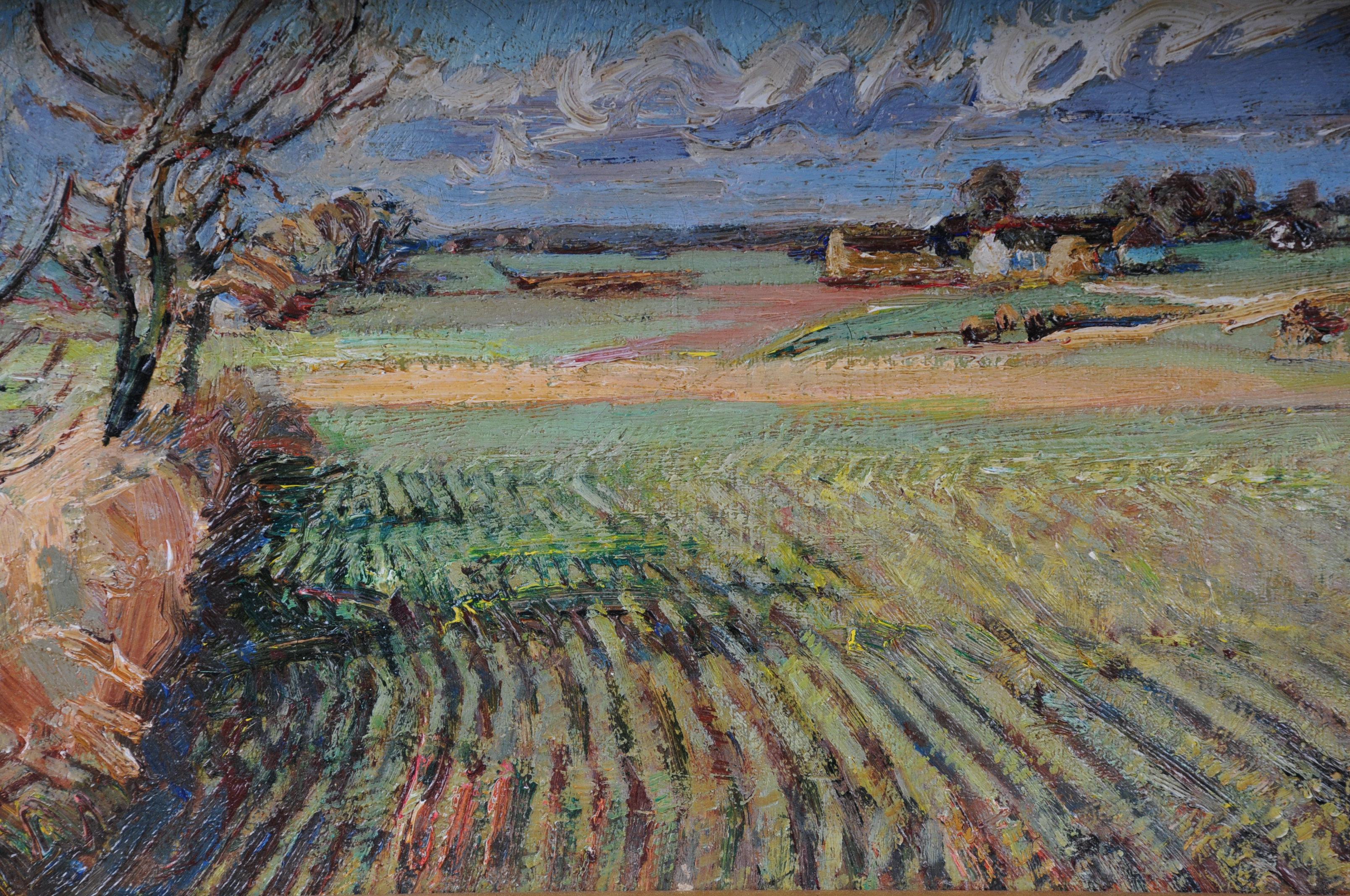 Peinture à l'huile impressionniste d'un paysage d'automne Idyllique signée, 20e siècle en vente 2