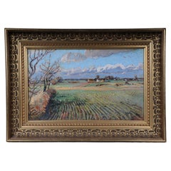 Vintage Impressionistic Oil Painting Idyllic Autumn Landscape Signed, 20th Century