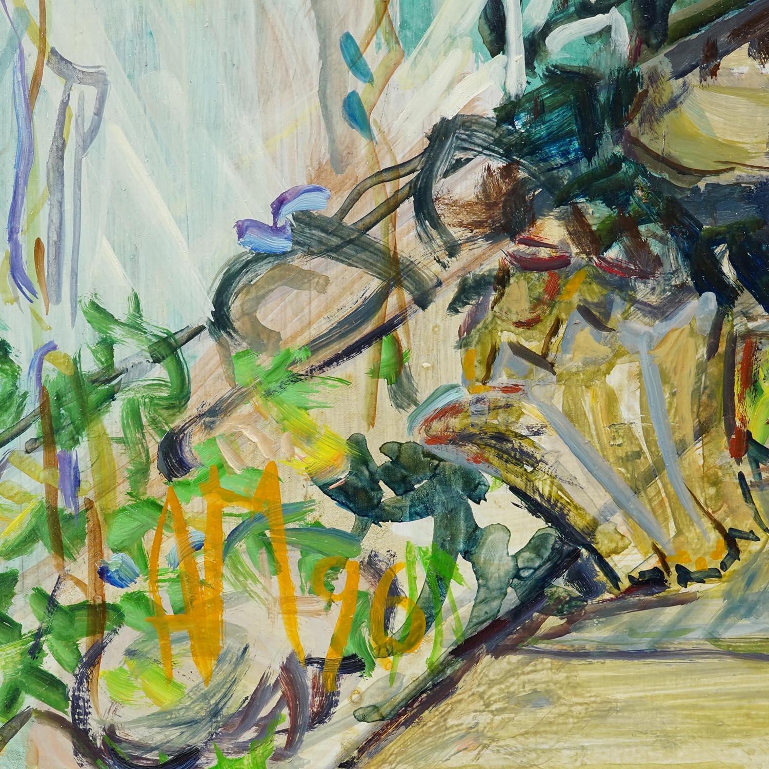 20ième siècle Peinture à l'huile impressionniste d'un paysage de jardin, Alexander Michael 1996 en vente