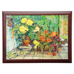 Peinture à l'huile impressionniste d'un paysage de jardin, Alexander Michael 1996