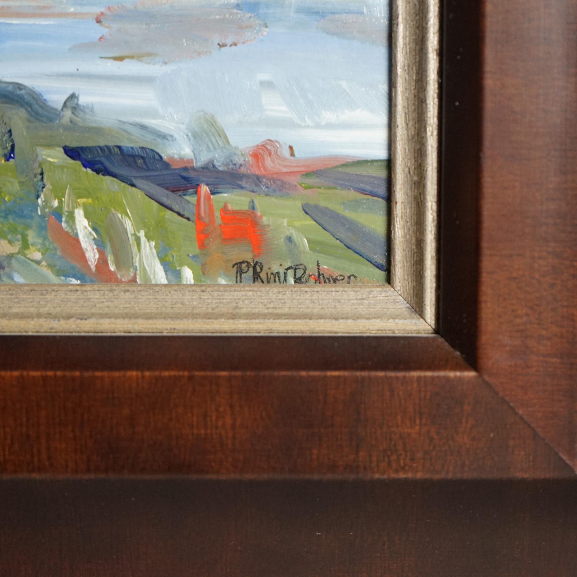 Impressionistic Painting Landscape Of Finger Lakes & Vineyard by PR Rohrer 20thC For Sale 4