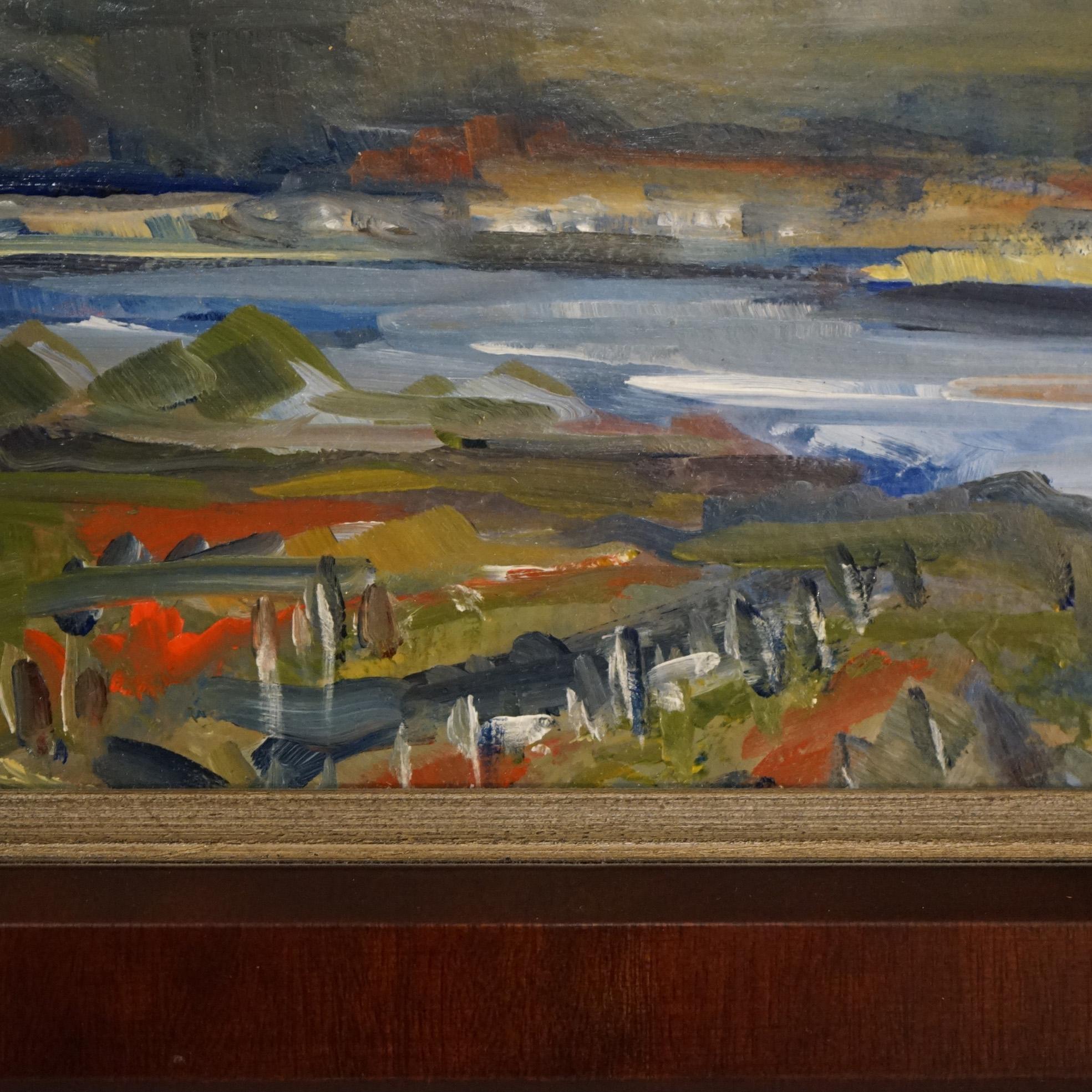 Impressionistic Painting Landscape Of Finger Lakes & Vineyard by PR Rohrer 20thC For Sale 3