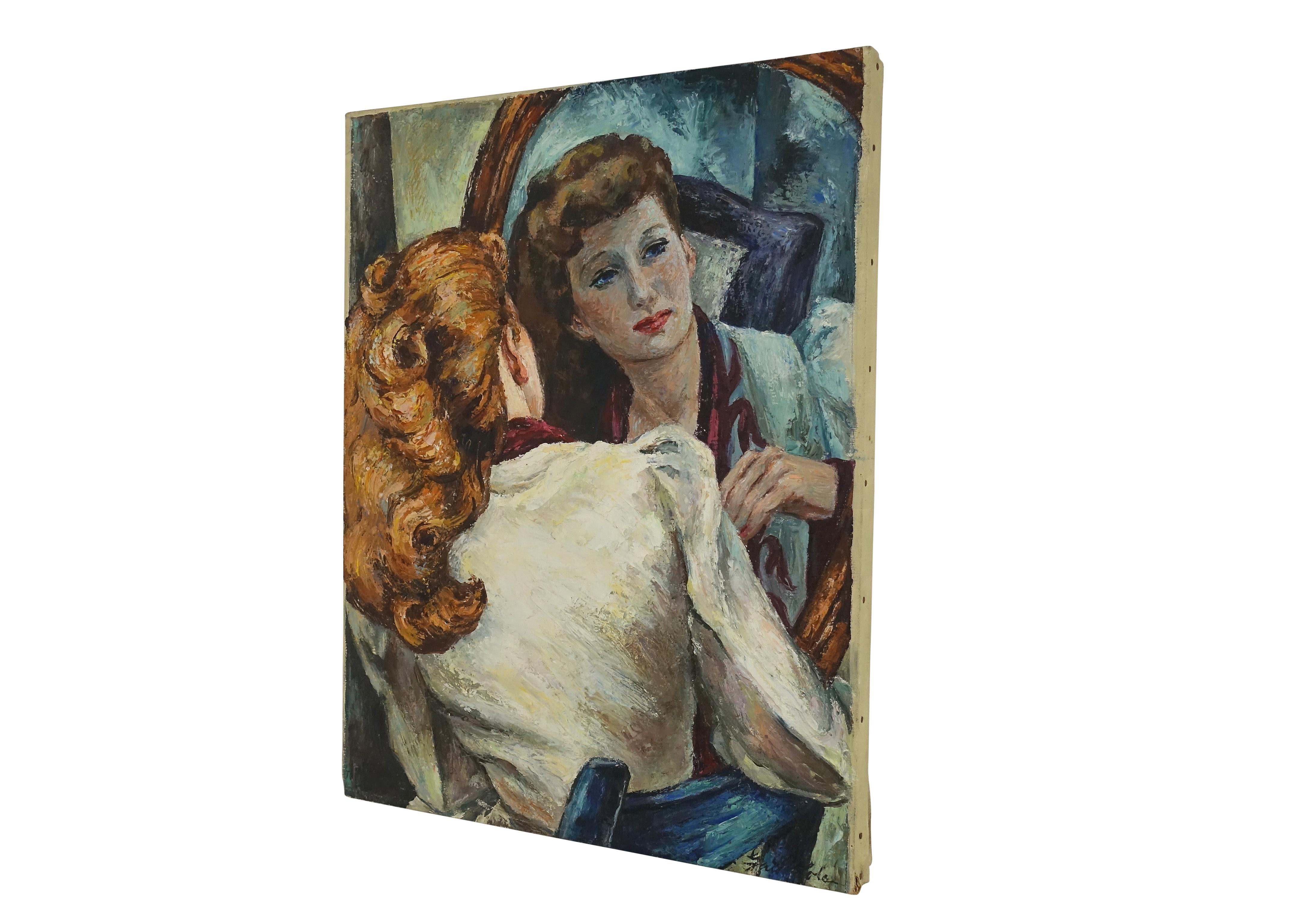 Impressionist Portrait Painting of a Woman's Reflection, American ...