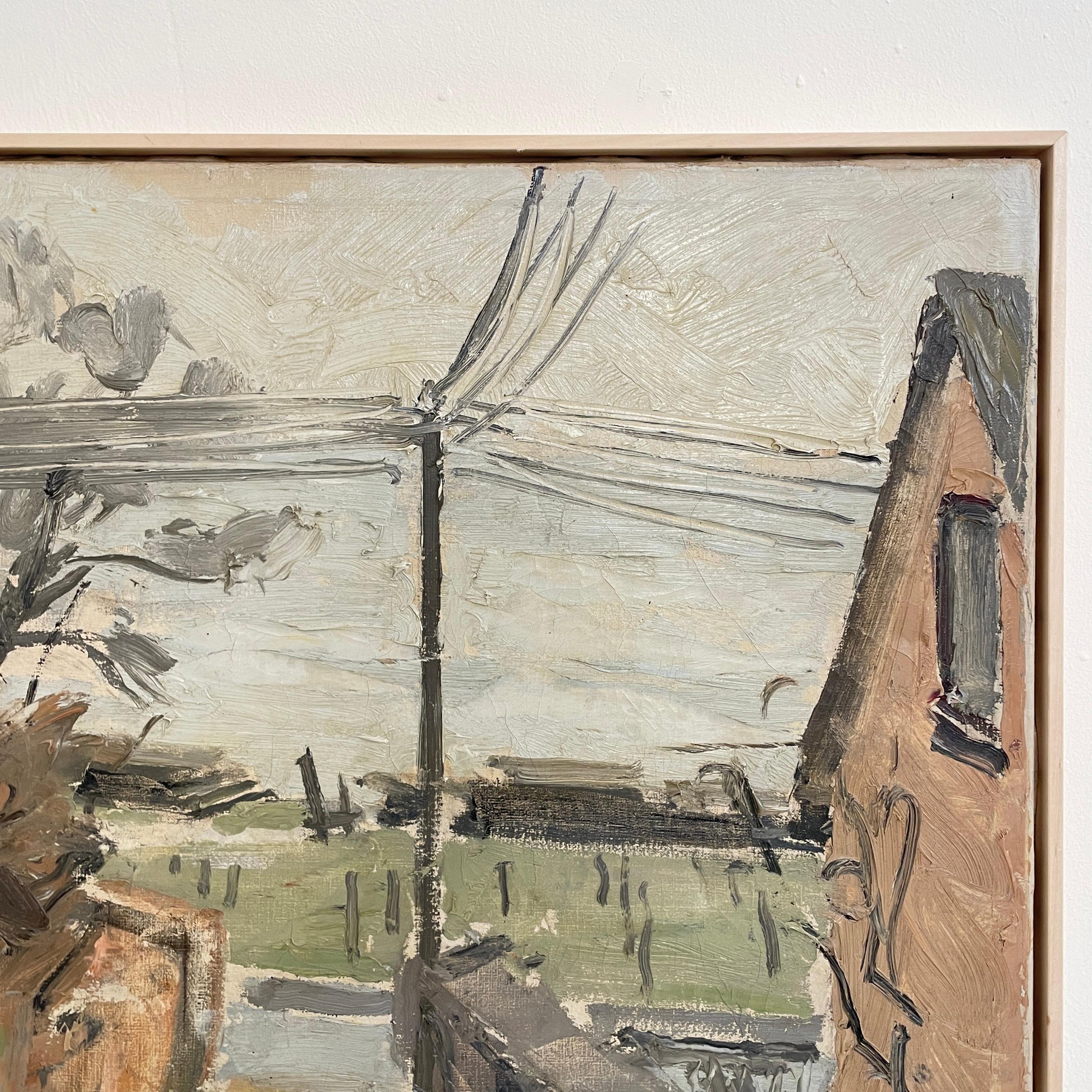 Impressionistisches skandinavisches Landschaftsgemälde, Öl auf Leinwand, um 1952 im Angebot 3
