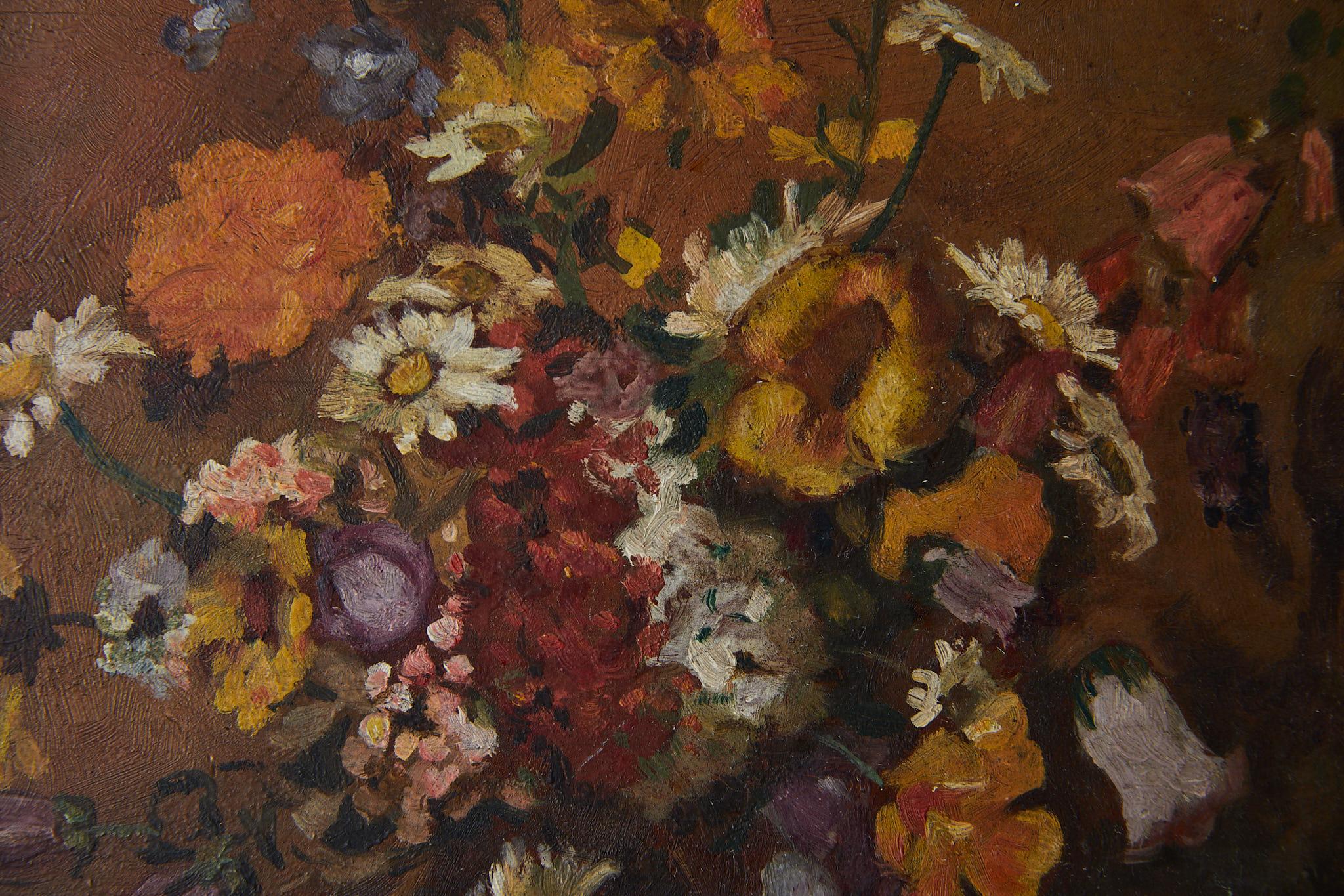 Impressionistic Still Life of Wildflowers and Duck Figurine 1