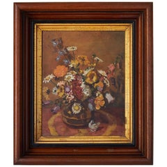 Impressionistic Still Life of Wildflowers and Duck Figurine