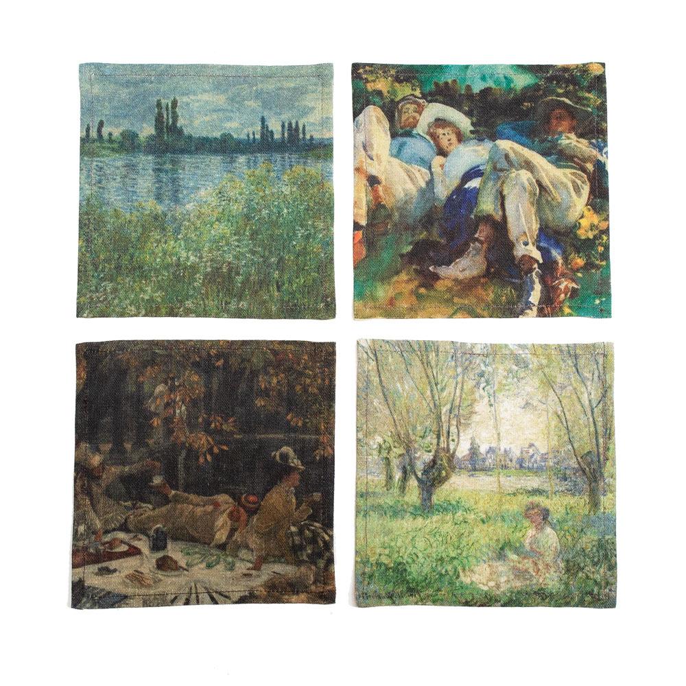 American Impressionists-at-Leisure Belgium Linen Dish or Hand Towels For Sale