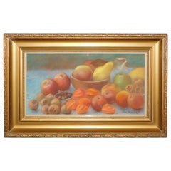 Antique Impressionists Style Chalk Pastel Still Life Drawing of Fruit in by Jan Franck