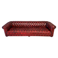 Impressive 10 Ft Long Hand Dyed Leather Chestnut Brown Chesterfield Sofa #346