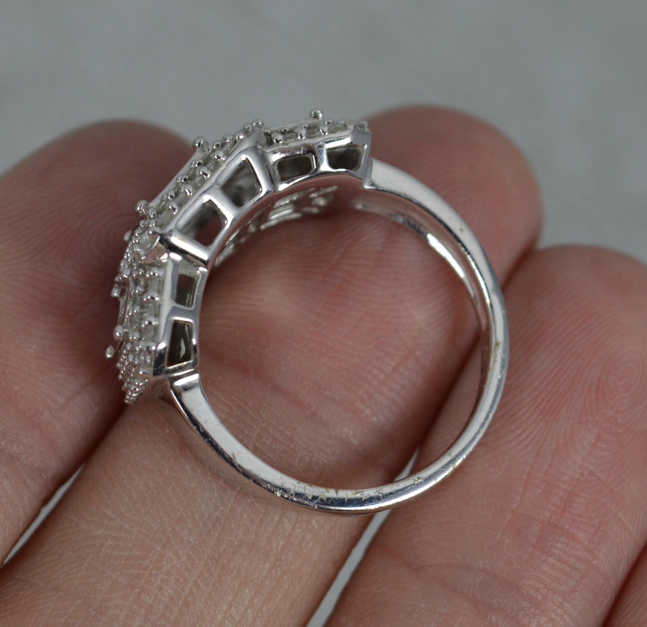 Princess Cut Impressive 1.00 Carat Diamond 18ct White Gold Triple Cluster Ring For Sale