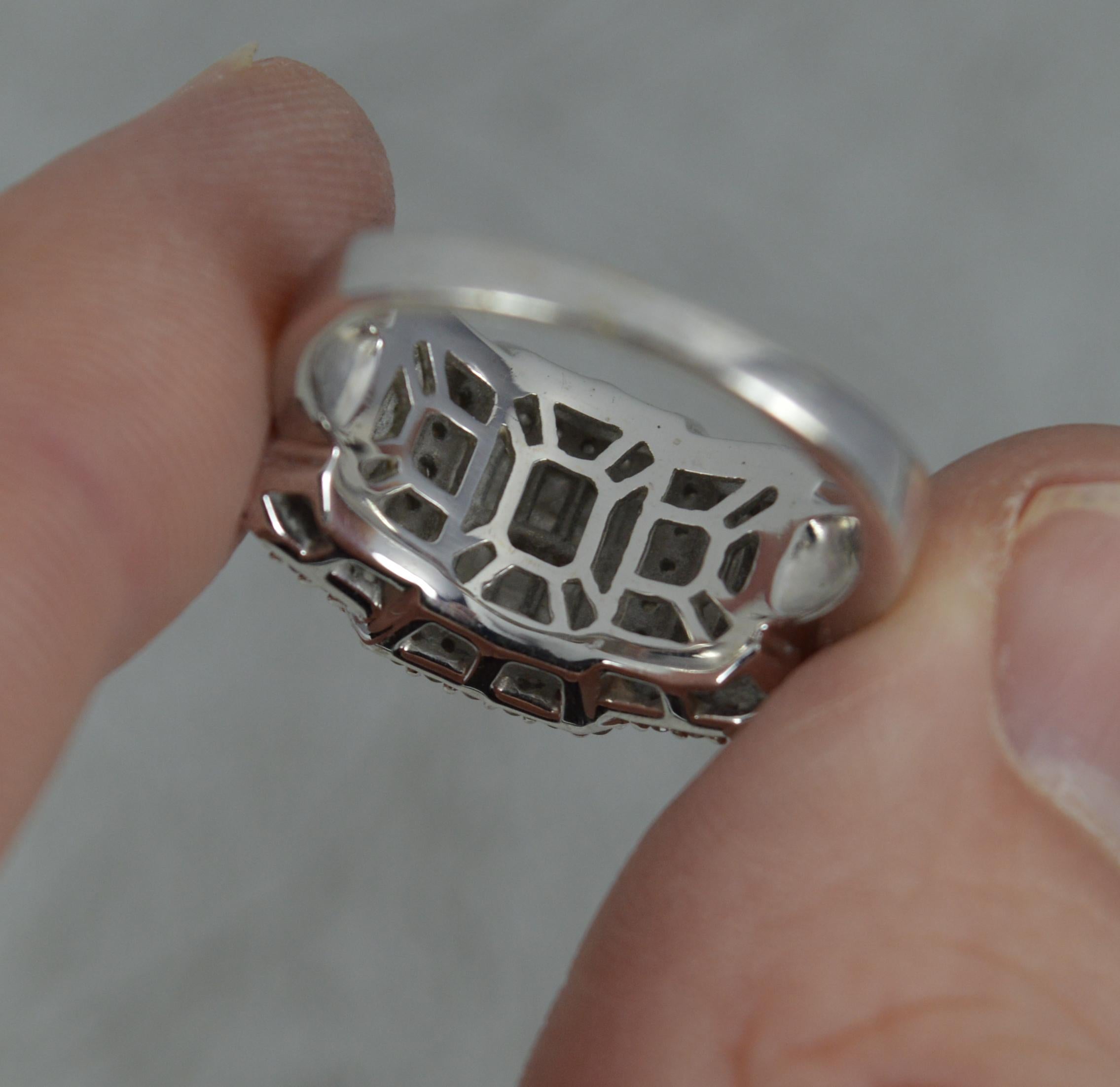 Impressive 1.00 Carat Diamond 18ct White Gold Triple Cluster Ring For Sale 1