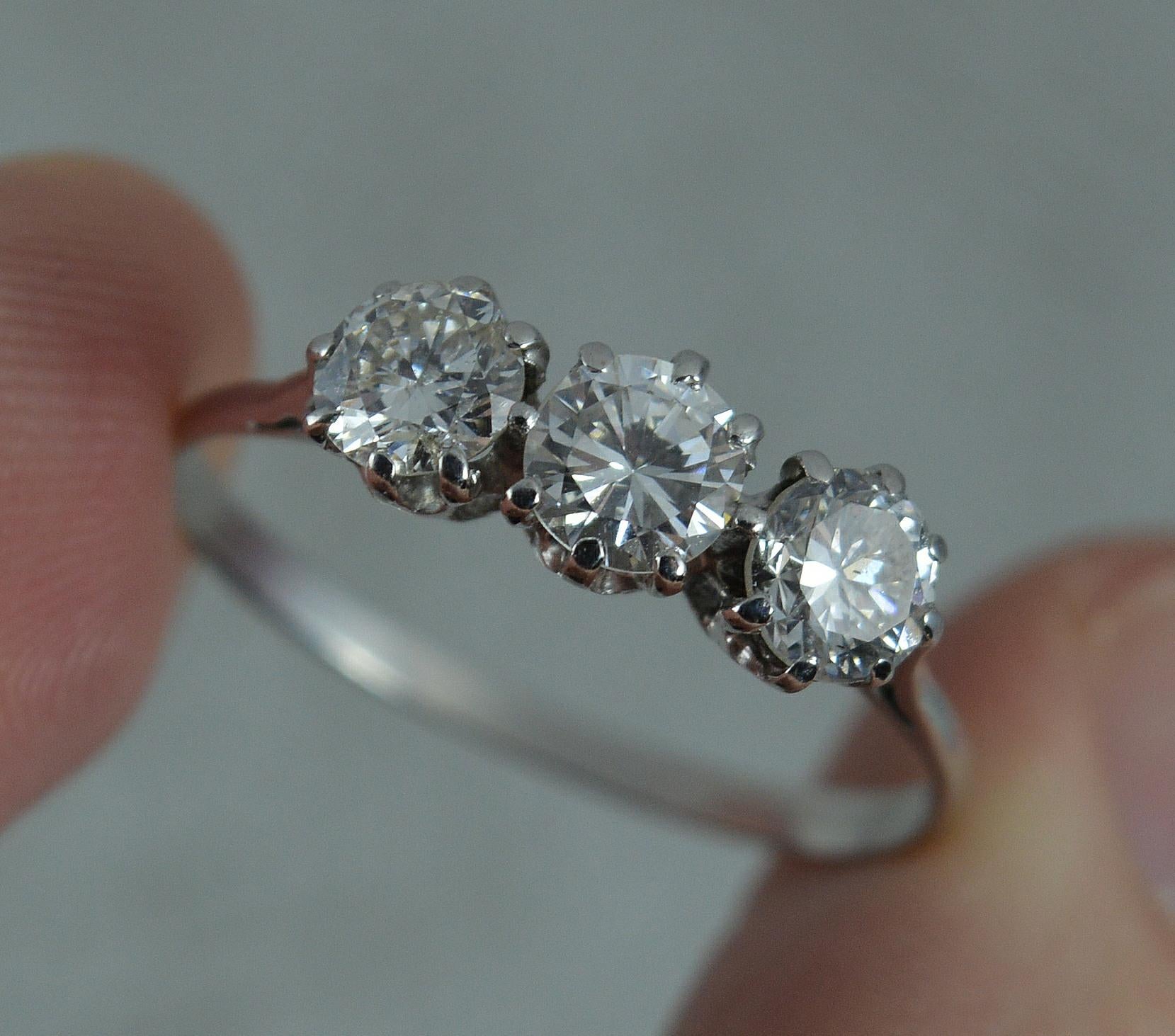 Women's Impressive 1.20 Carat Diamond and 18 Carat White Gold Trilogy Ring