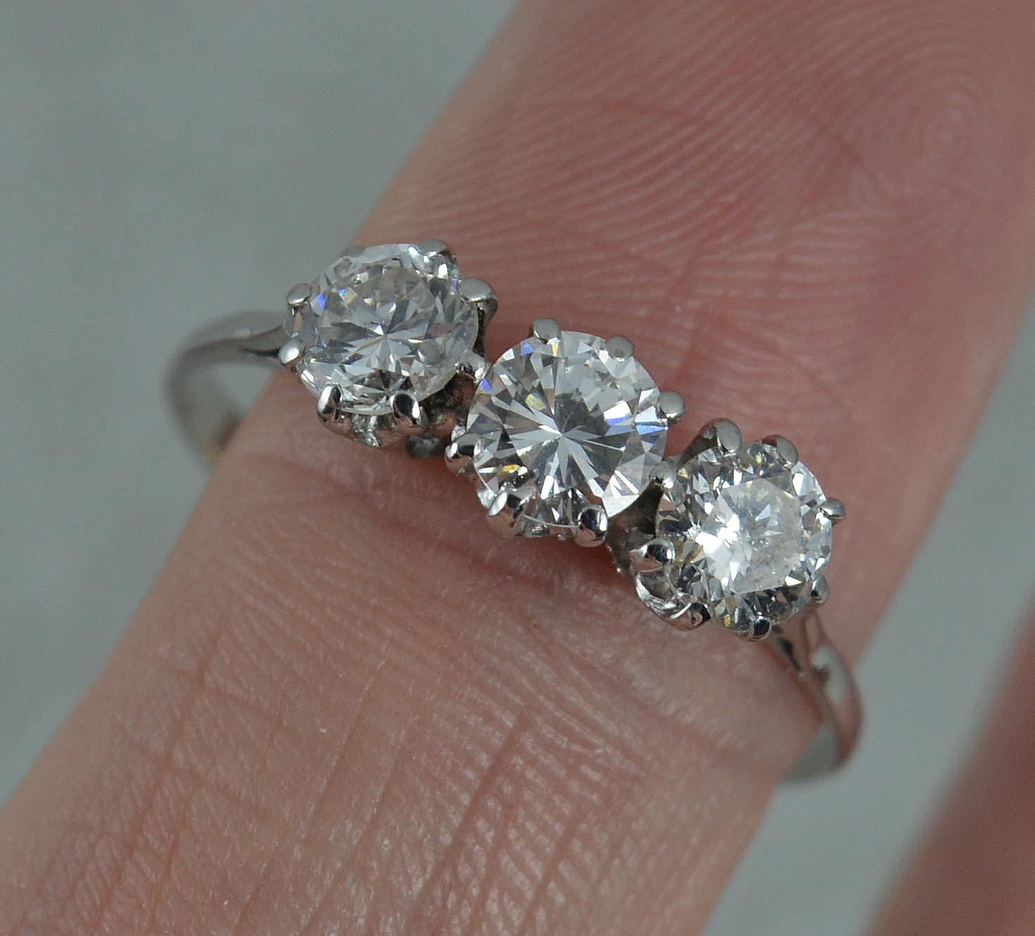 Impressive 1.20 Carat Diamond and 18 Carat White Gold Trilogy Ring 1