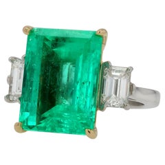 Impressionante 12,43 smeraldo e diamante in platino Vintage ALETTO Bros. Anello