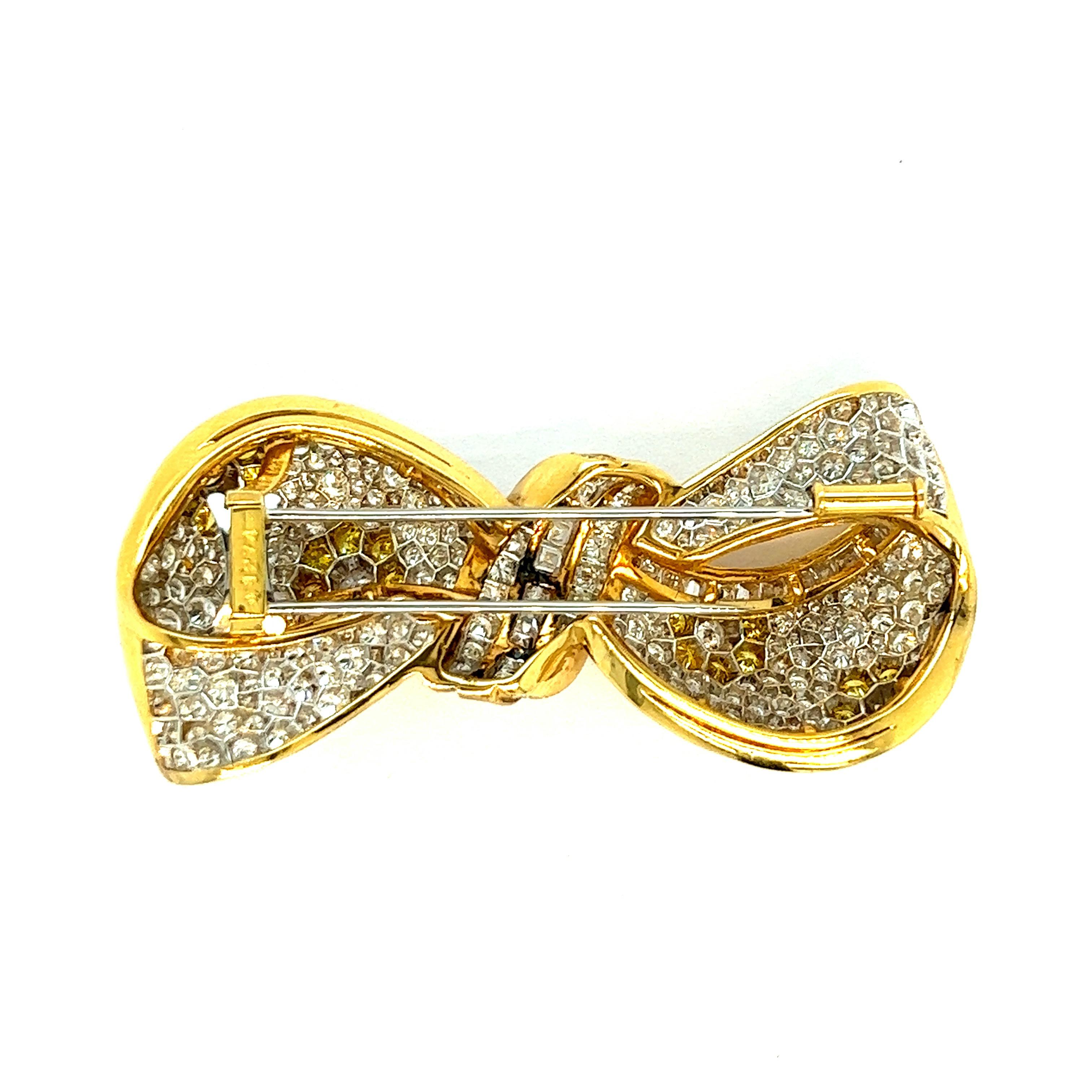 White & Fancy Color Diamonds Bow Brooch For Sale 1