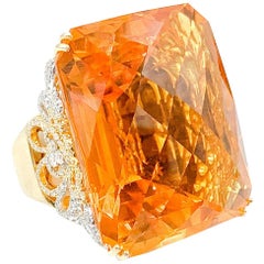 Impressive 138 Carat Shield Cut Citrine Ring