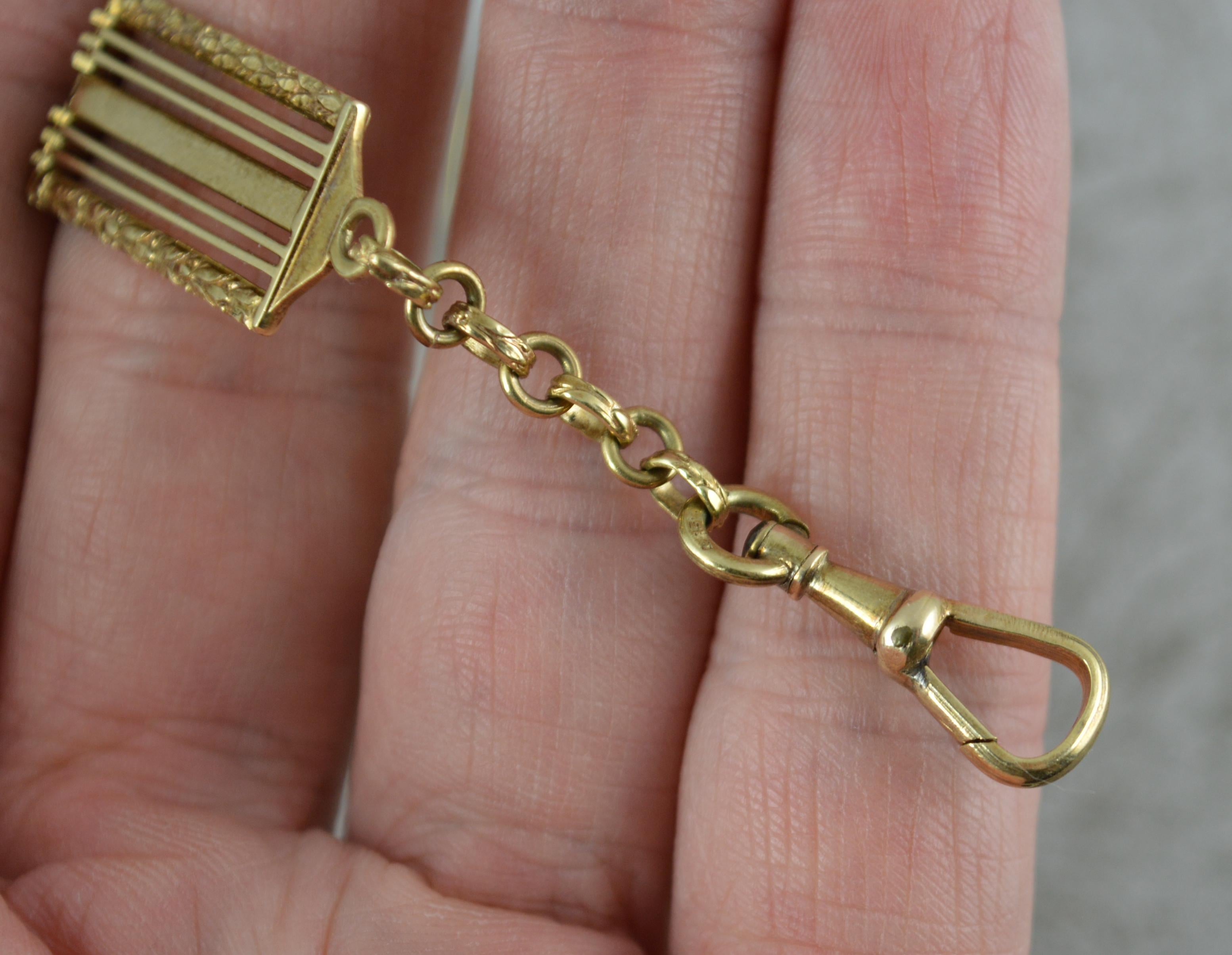 Impressive 14 Carat Yellow Gold Fancy Link Watch Chain and Fob For Sale 1