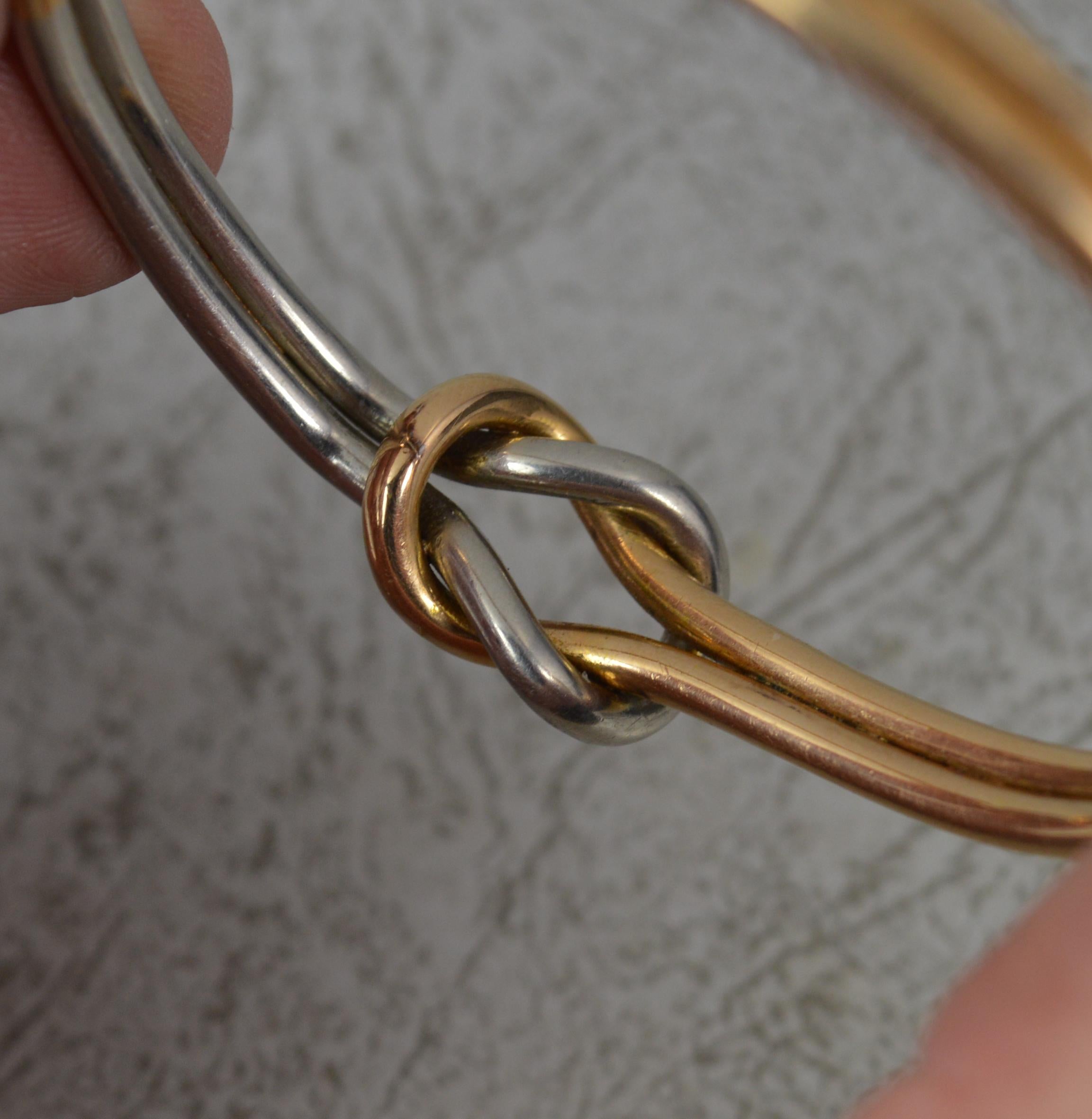 Impressive 14ct Gold and Platinum Forever Knot Bangle in Original Fitted Box 5