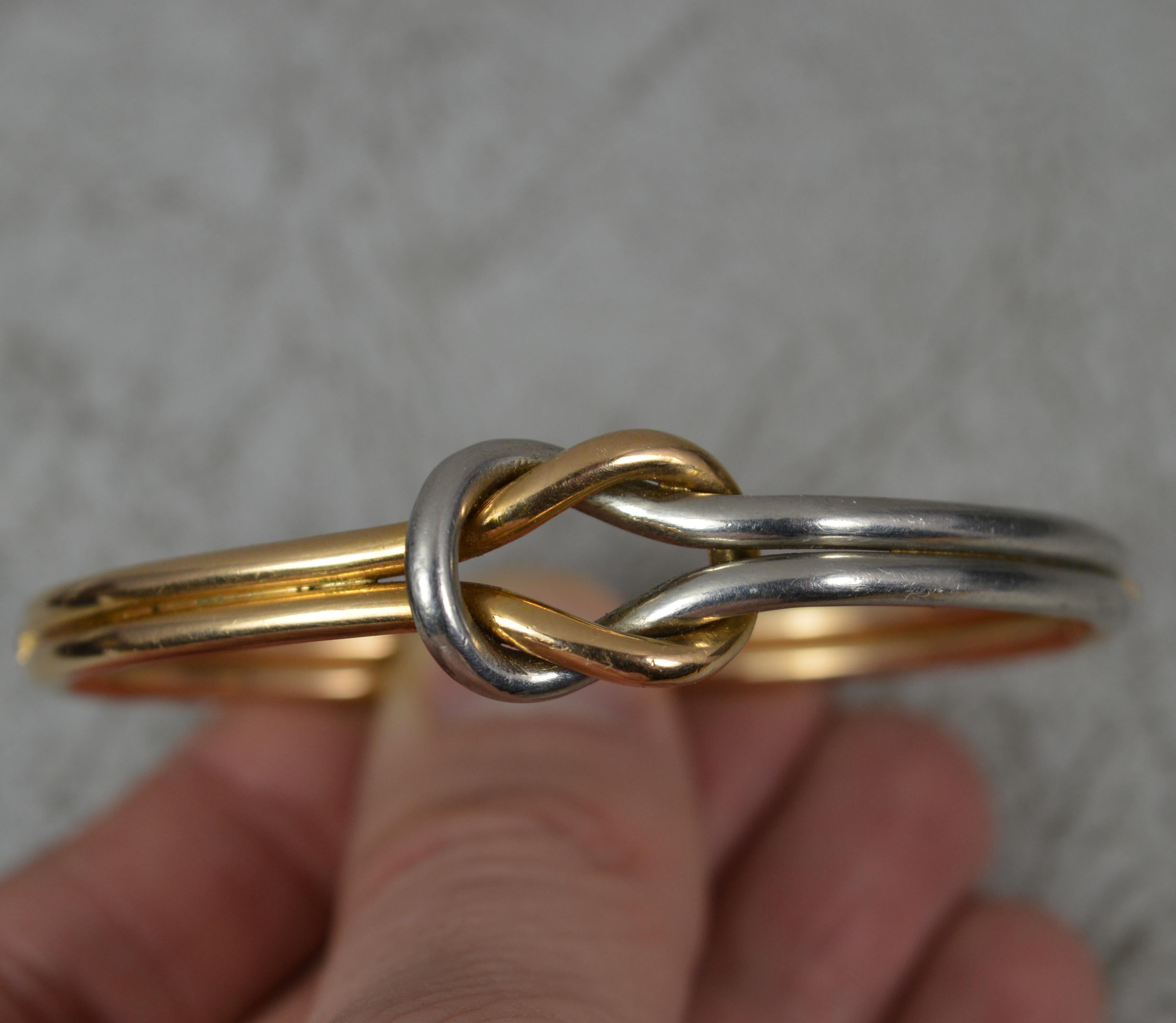 Impressive 14ct Gold and Platinum Forever Knot Bangle in Original Fitted Box 1