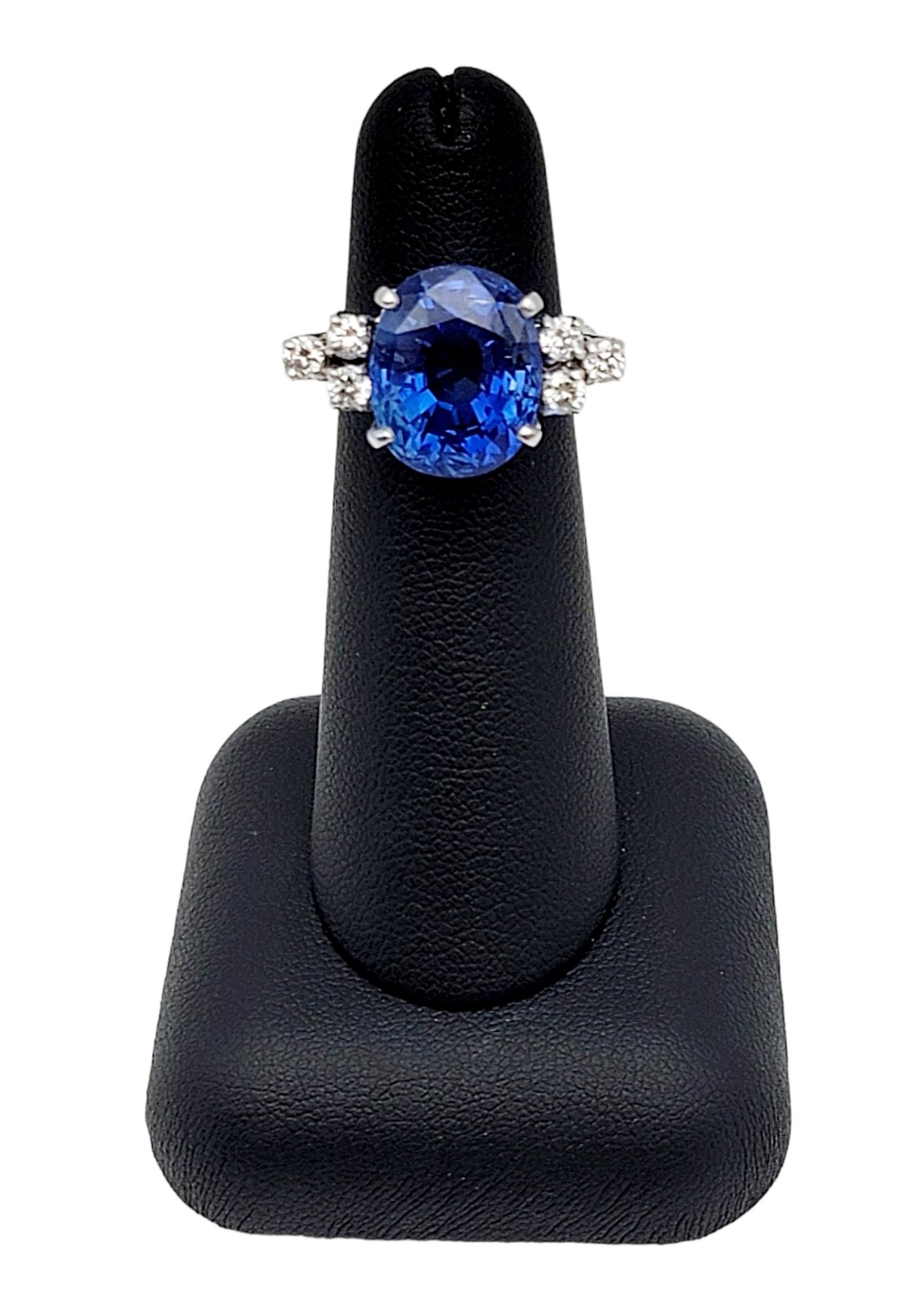 Impressive 15.35 Carat Rare Untreated Oval Ceylon Sapphire and Diamond Ring For Sale 7