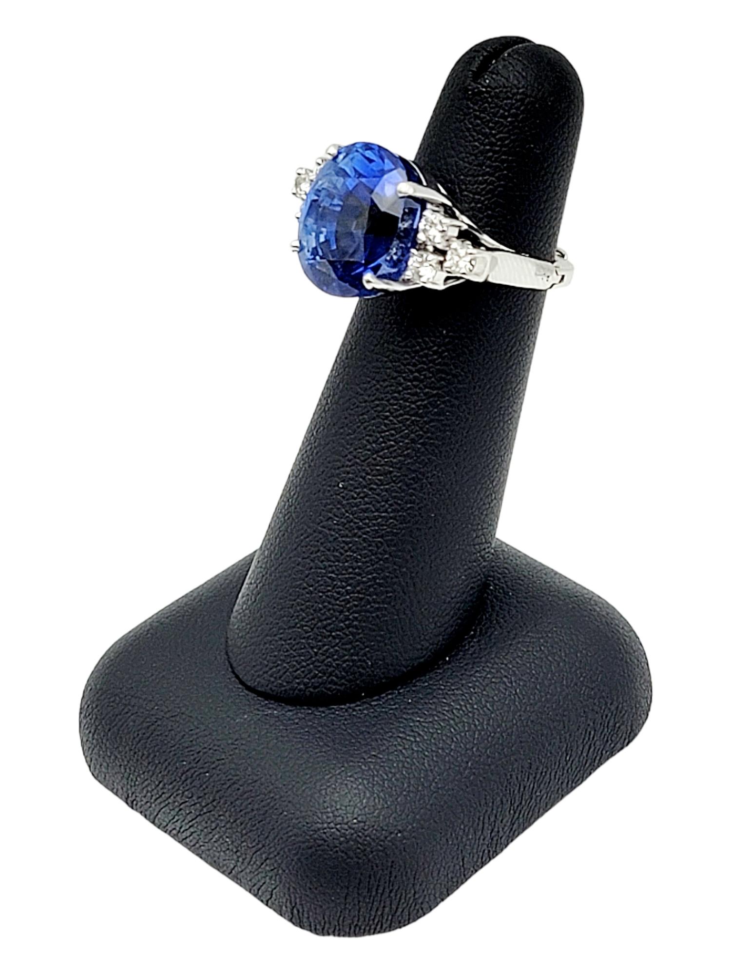 Impressive 15.35 Carat Rare Untreated Oval Ceylon Sapphire and Diamond Ring For Sale 9