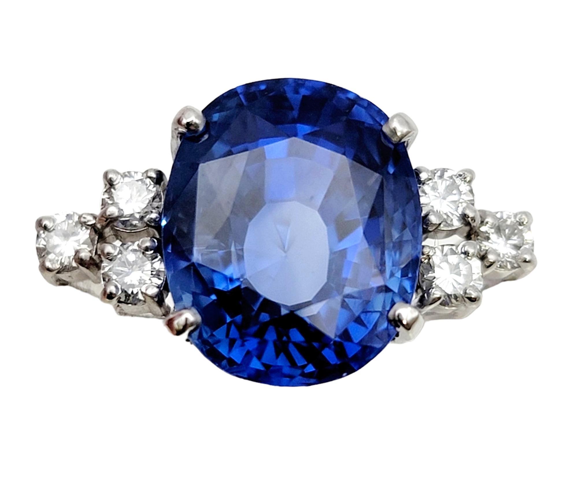 Contemporary Impressive 15.35 Carat Rare Untreated Oval Ceylon Sapphire and Diamond Ring For Sale