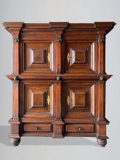 Impressive 17th Century Dutch Walnut on Solid Oak Cupboard