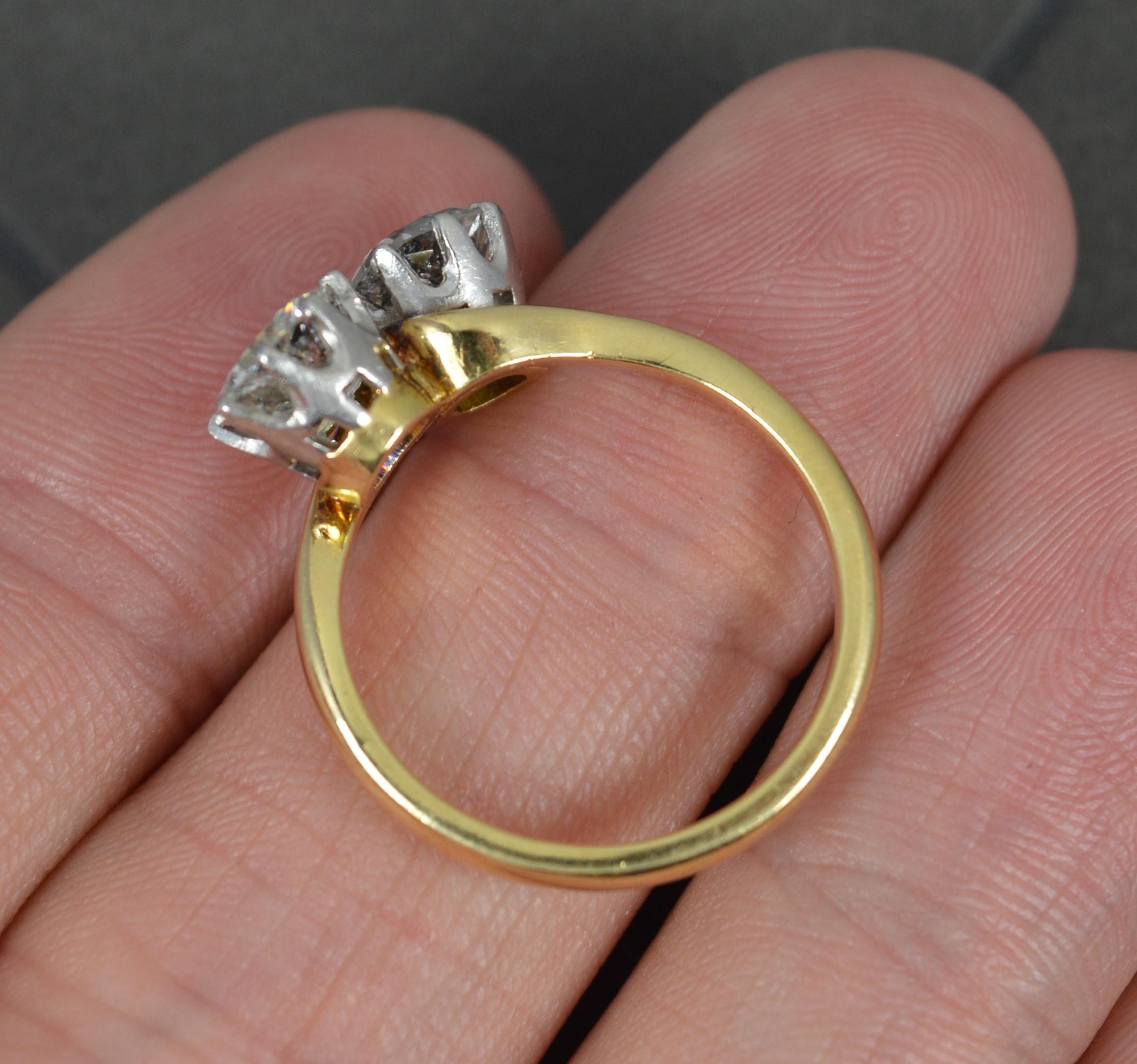 Impressive 18 Carat Gold and 2.00 Carat Old Cut Diamond Toi Et Moi Ring In Excellent Condition In St Helens, GB