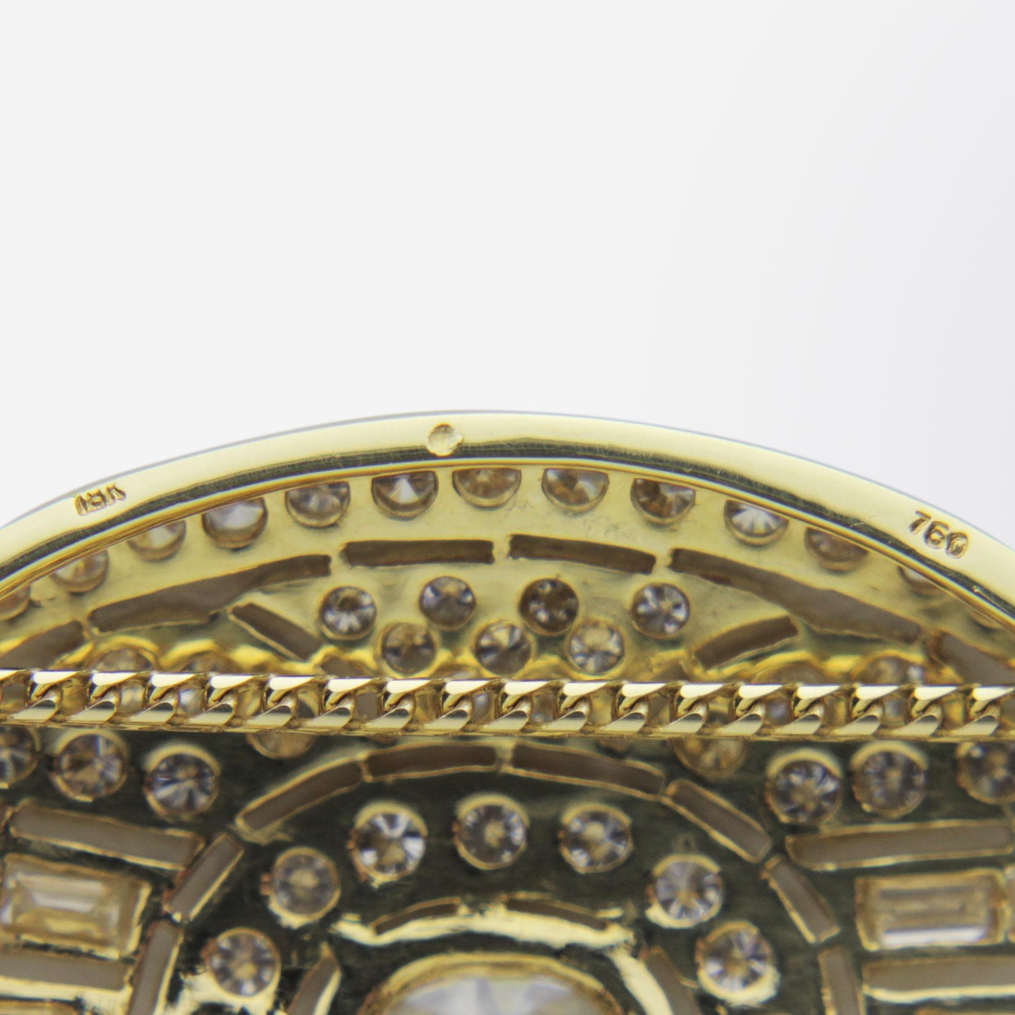Women's or Men's Impressive 18 Karat Gold, Art Deco Style Diamond Brooch Pendant