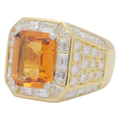 Impressive 18 Karat Gold, Citrine and Diamond Cocktail Ring
