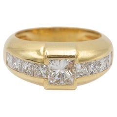 Impressive 18-karat gold ring with princess-cut diamonds 1.98 ct, France.