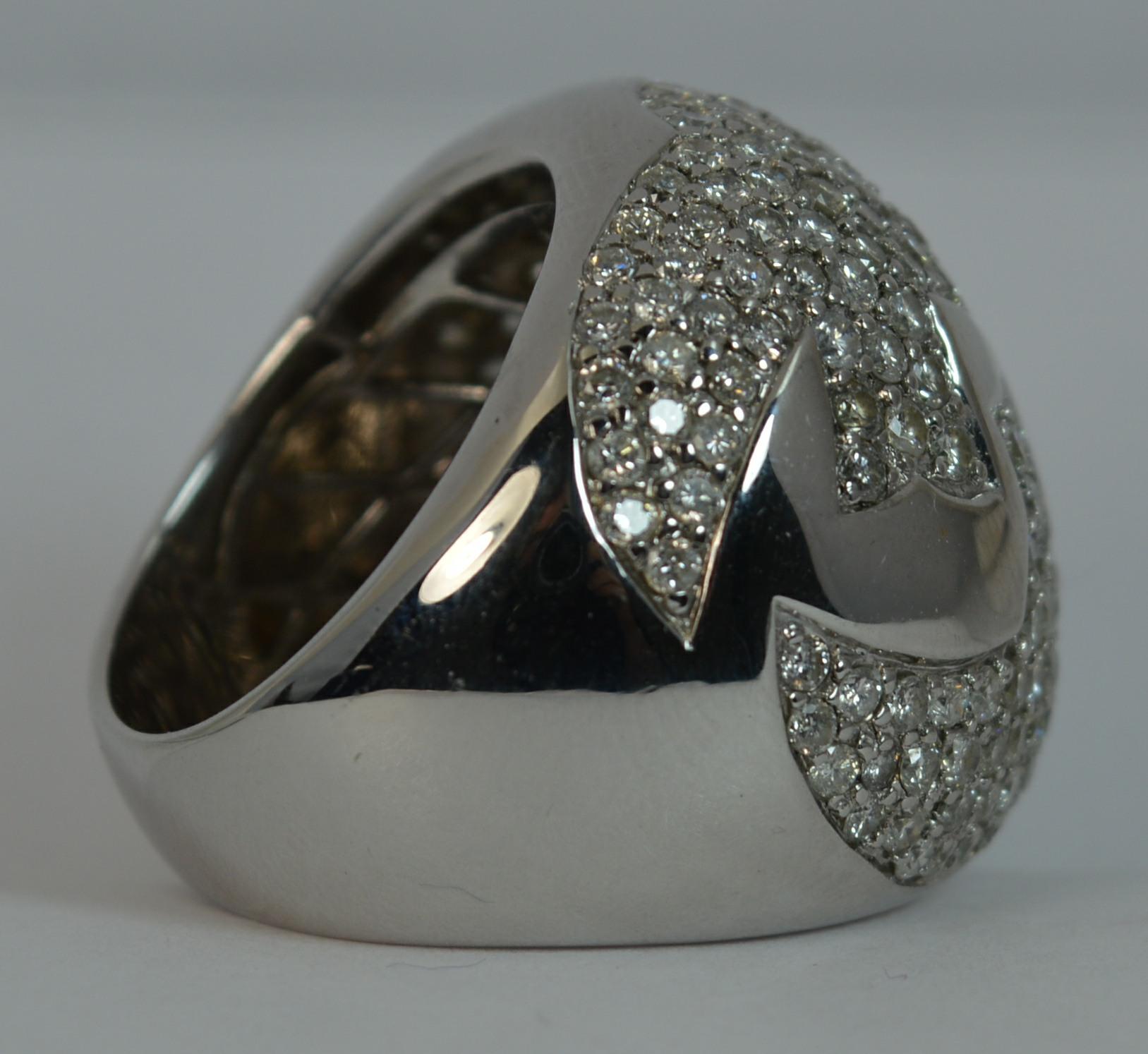 Impressive 180+ Diamond 18 Carat White Gold Cluster Cocktail Ring 2