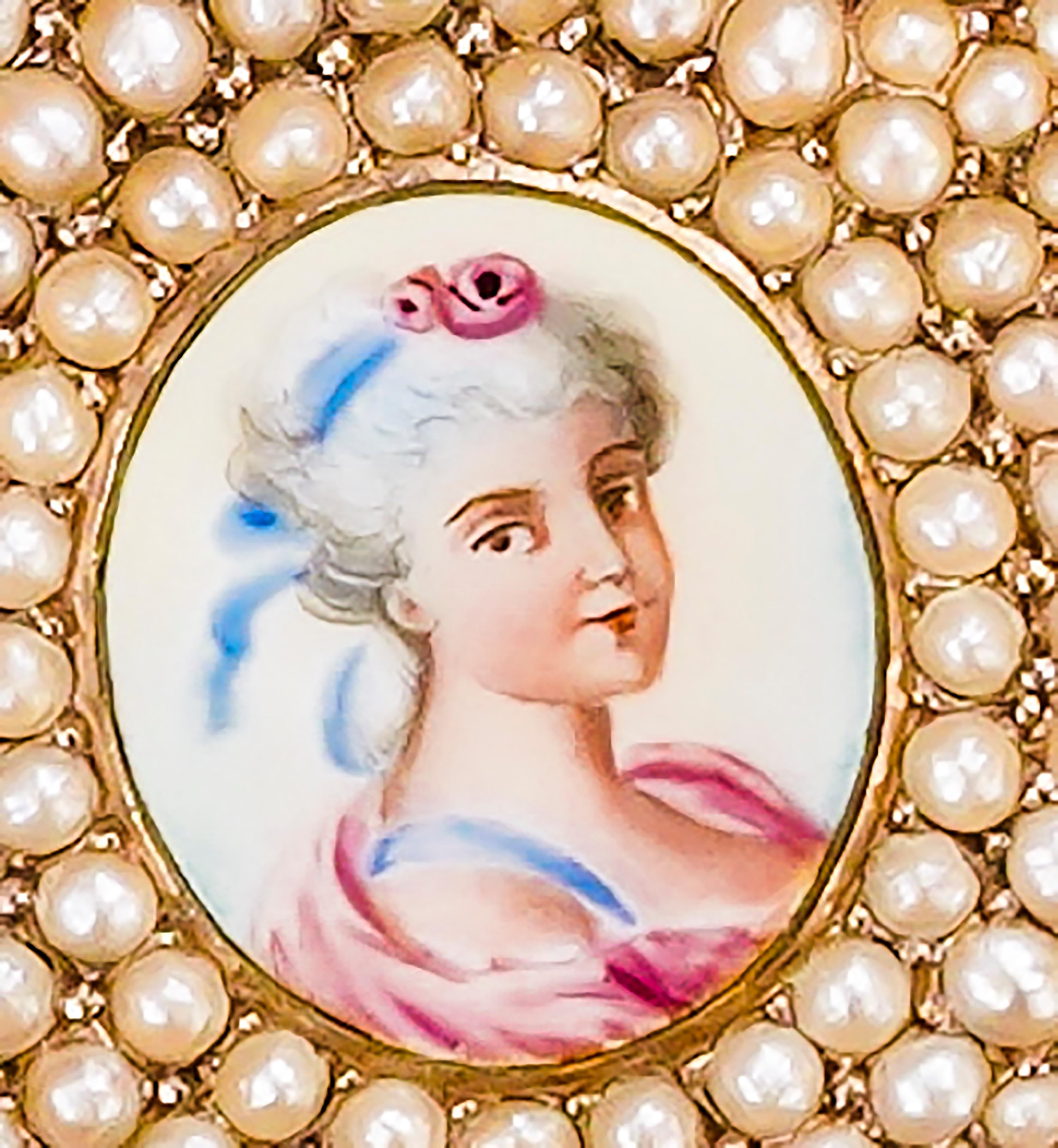 1800s Art Nouveau Gold Pearl Set Star Shaped and Enamel Pendant Watch 9