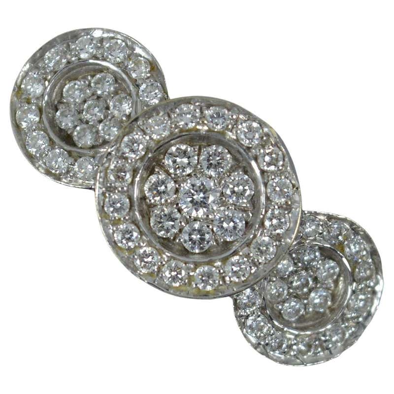 Vintage 18ct White Gold Triple Row, Ruby and Diamond Target Ring For ...