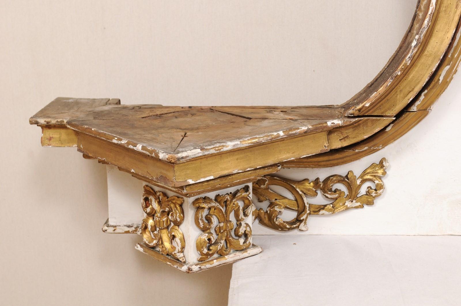 Impressive 18th Century Italian Carved, Gilded & Painted Wood Pediment Fragment For Sale 3