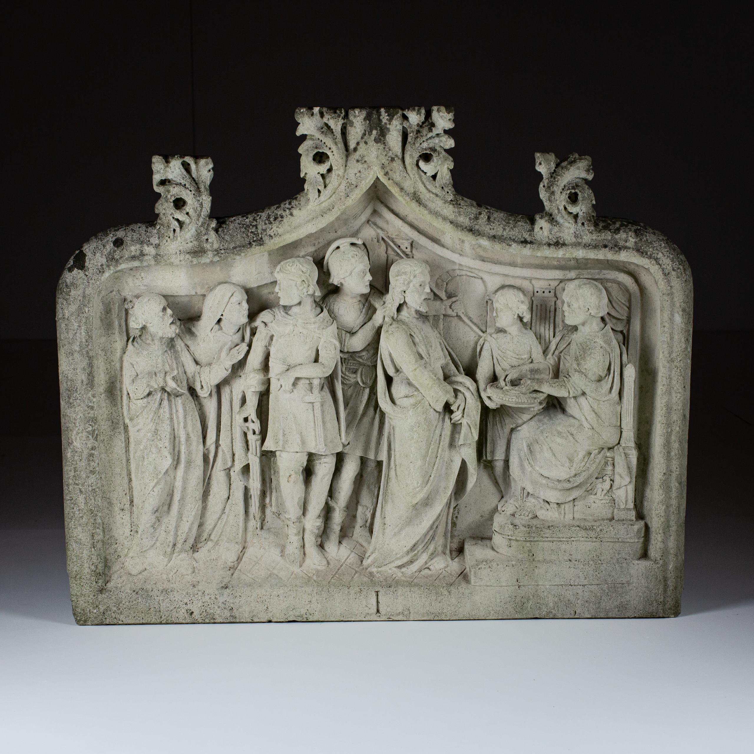 Impressionnant relief en pierre sculptée du 18e siècle ou plus antérieur de la Condemnation en vente 10