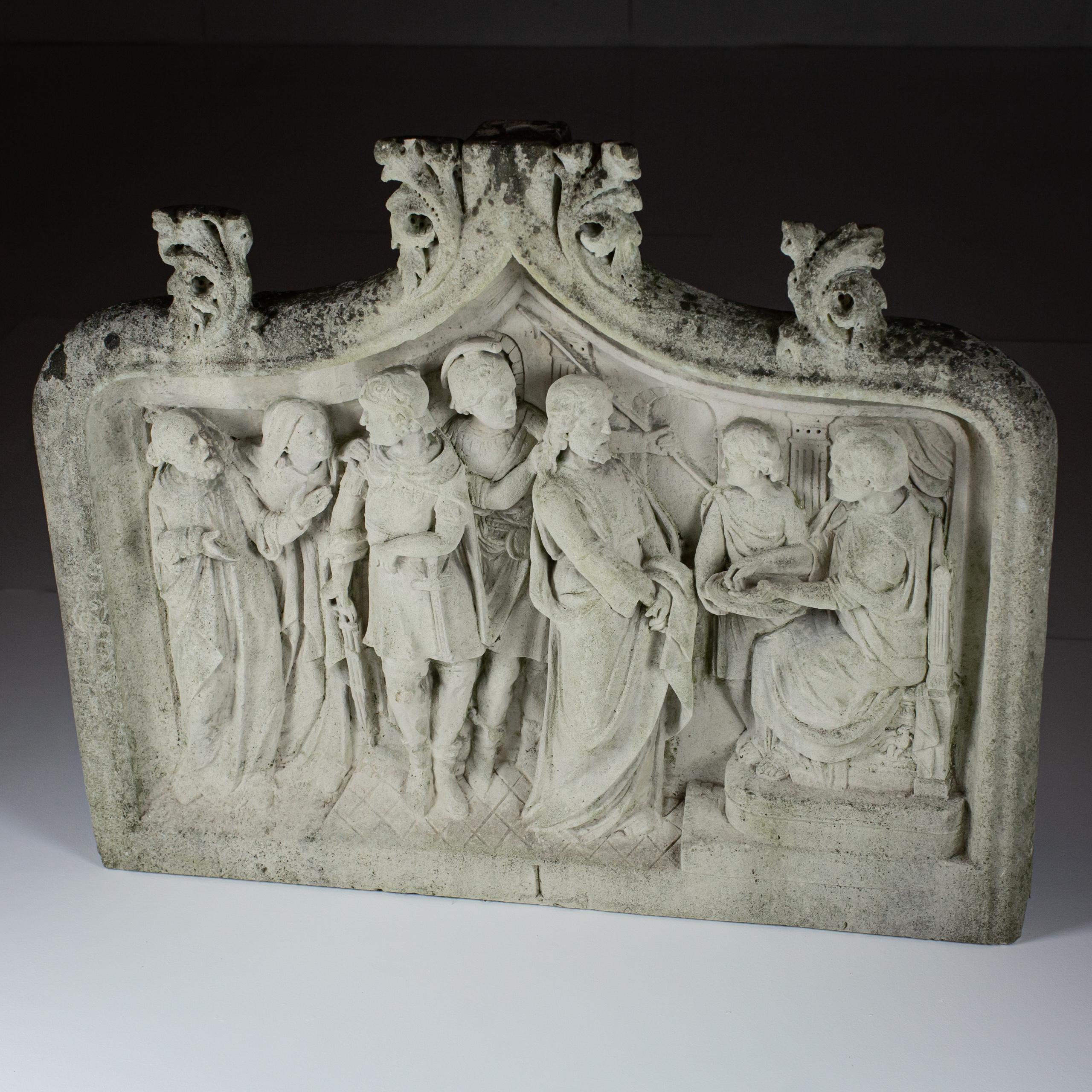 Impressionnant relief en pierre sculptée du 18e siècle ou plus antérieur de la Condemnation en vente 14