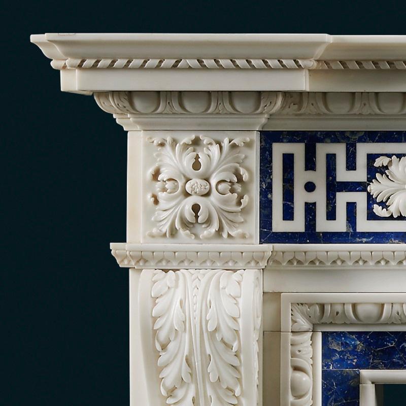 Neoclassical Impressive 18th Century Style Carved Statuary Marble Fireplace