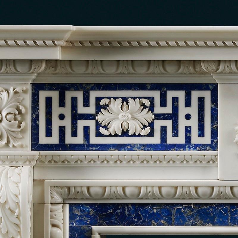 British Impressive 18th Century Style Carved Statuary Marble Fireplace