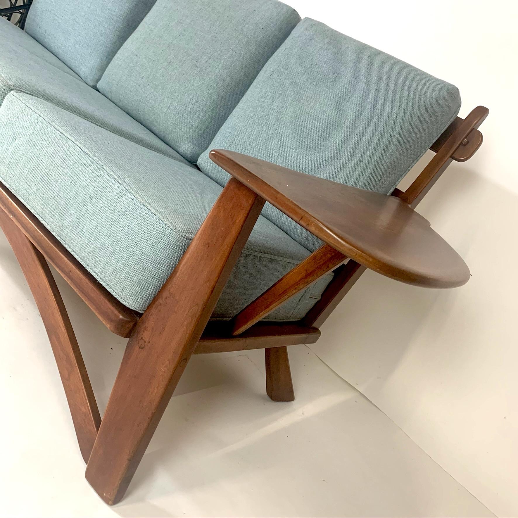 Impressive 1930s Cushman Maple Paddle Arm Sofa Designed by William DeVries 3