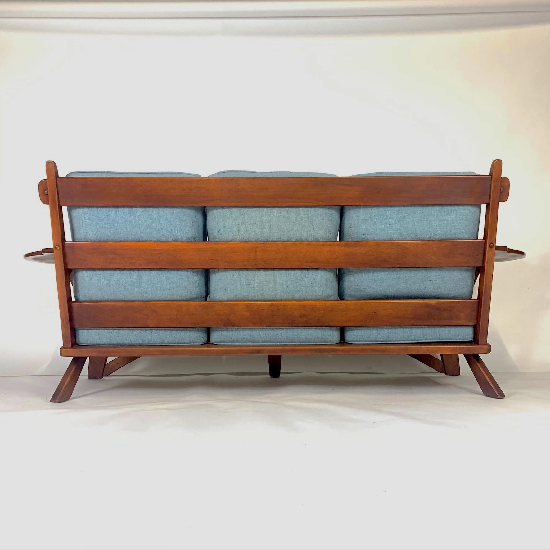 Impressive 1930s Cushman Maple Paddle Arm Sofa Designed by William DeVries 8