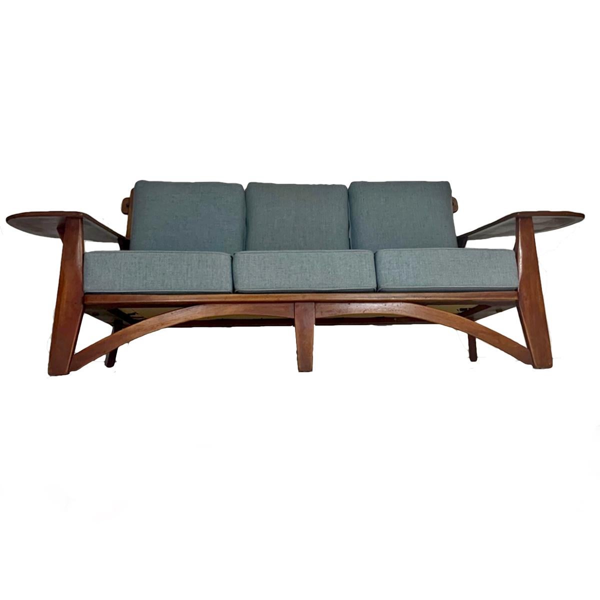 Impressive 1930s Cushman Maple Paddle Arm Sofa Designed by William DeVries 9