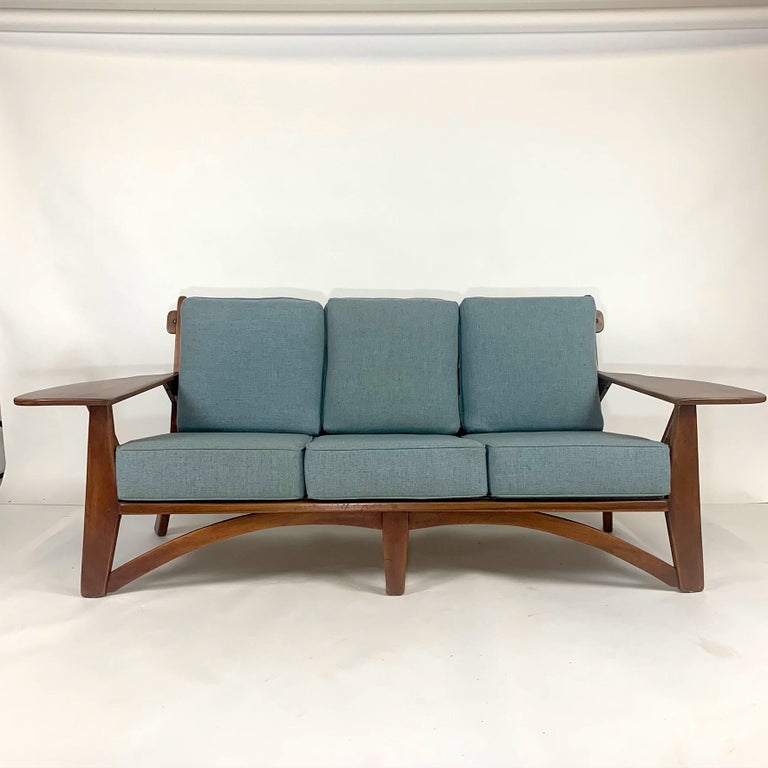 Impressive 1930s Cushman Maple Paddle Arm Sofa Designed by William