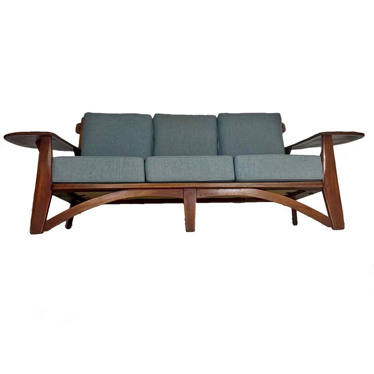 Impressive 1930s Cushman Maple Paddle Arm Sofa Designed by William