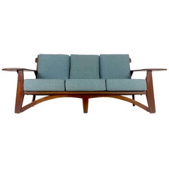 Impressive 1930s Cushman Maple Paddle Arm Sofa Designed by William DeVries